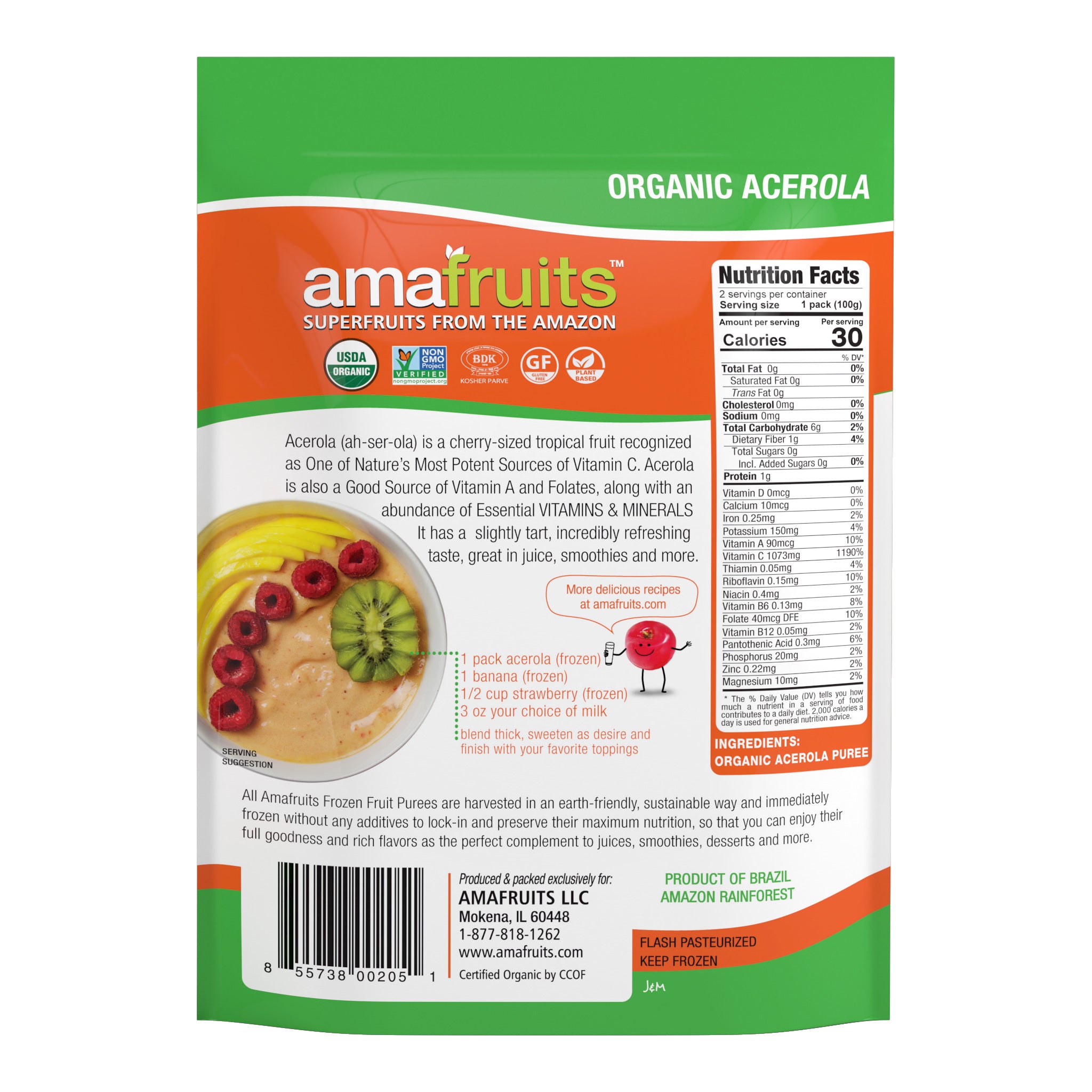 Organic Acerola Premium 7oz Purees