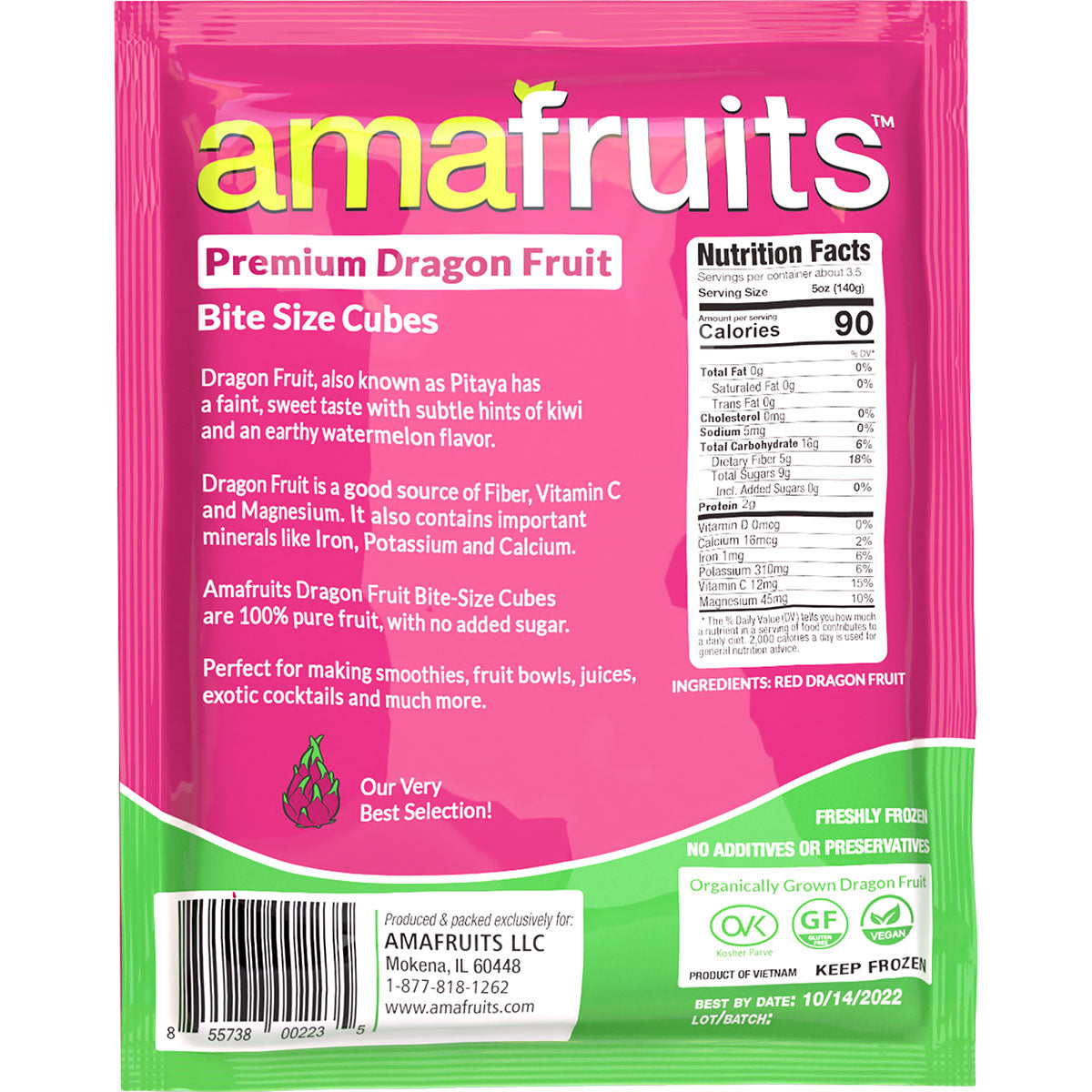 Dragon Fruit Bite-Size Cubes - Amafruits